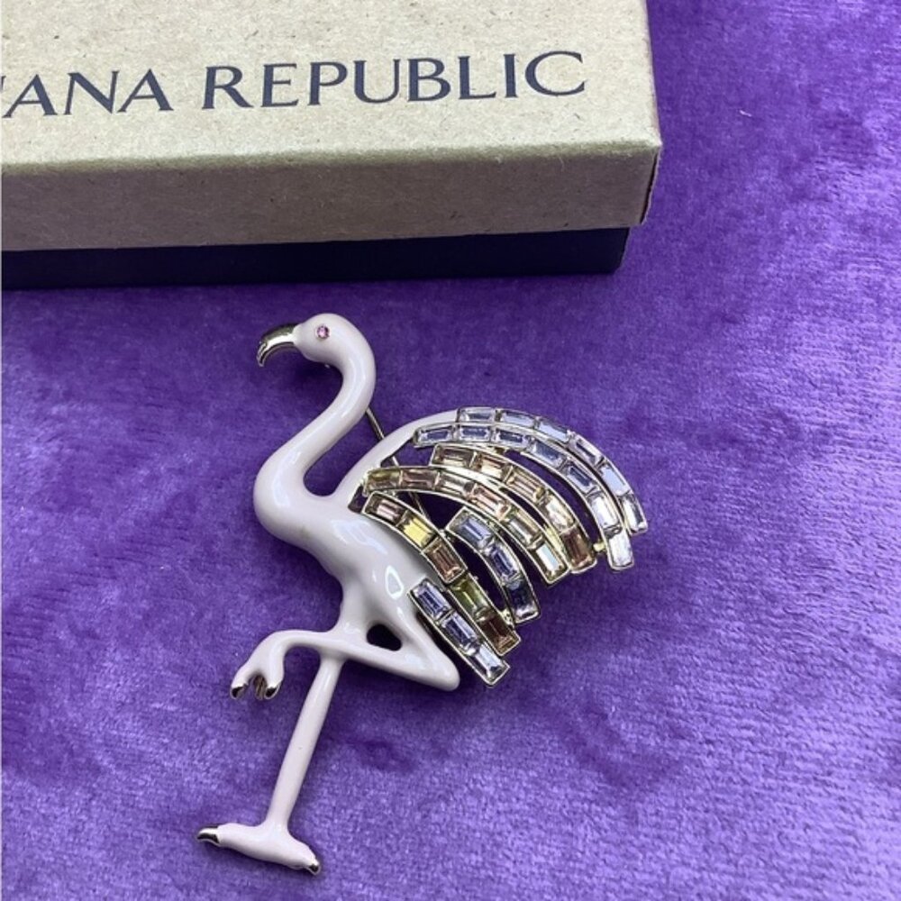 Banana Republic Pink and Gold Flamingo Pin